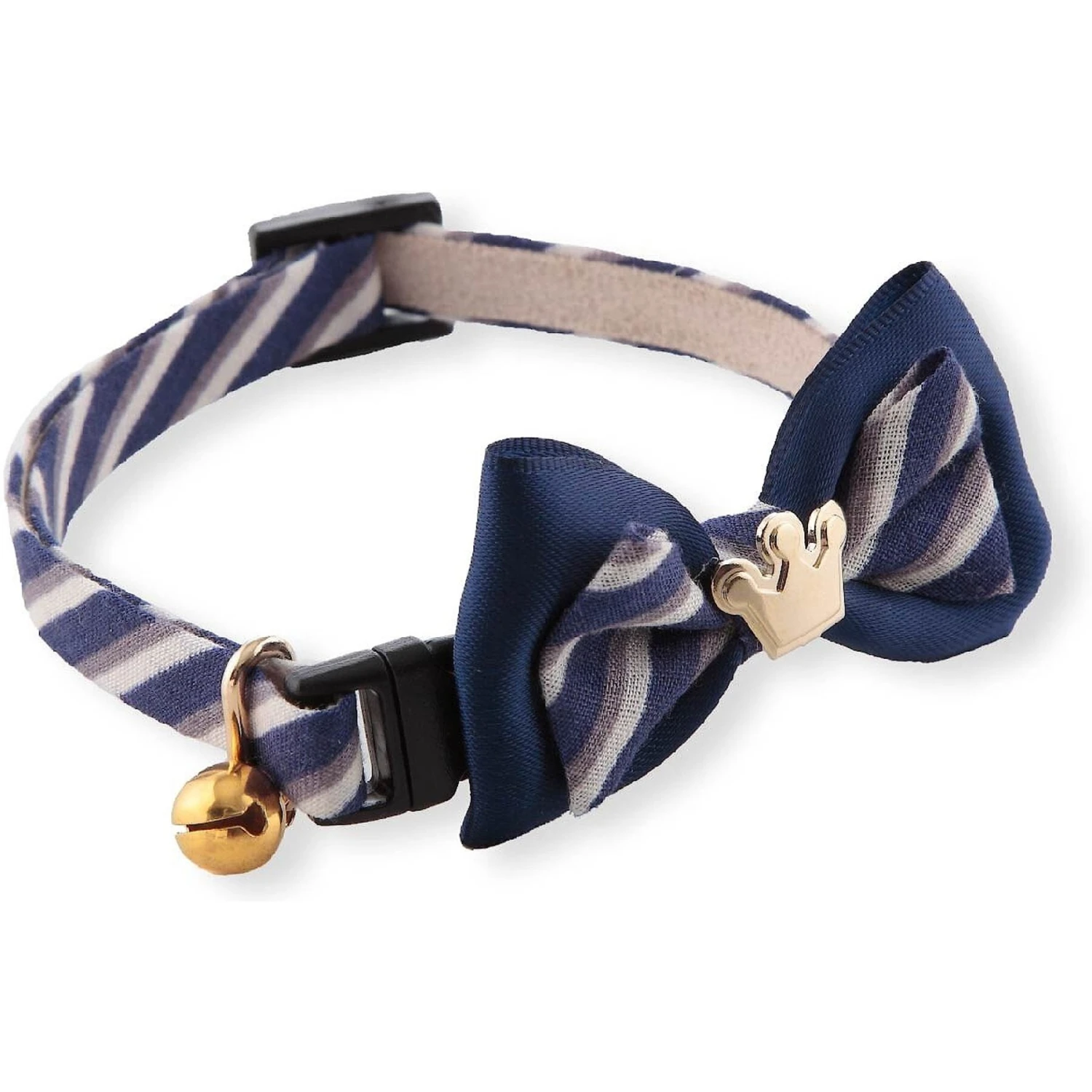 Necoichi Regal Crown Cotton Breakaway Cat Collar With Bell 5 Necoichi Regal Crown Cotton Breakaway Cat Collar With Bell - Image 3