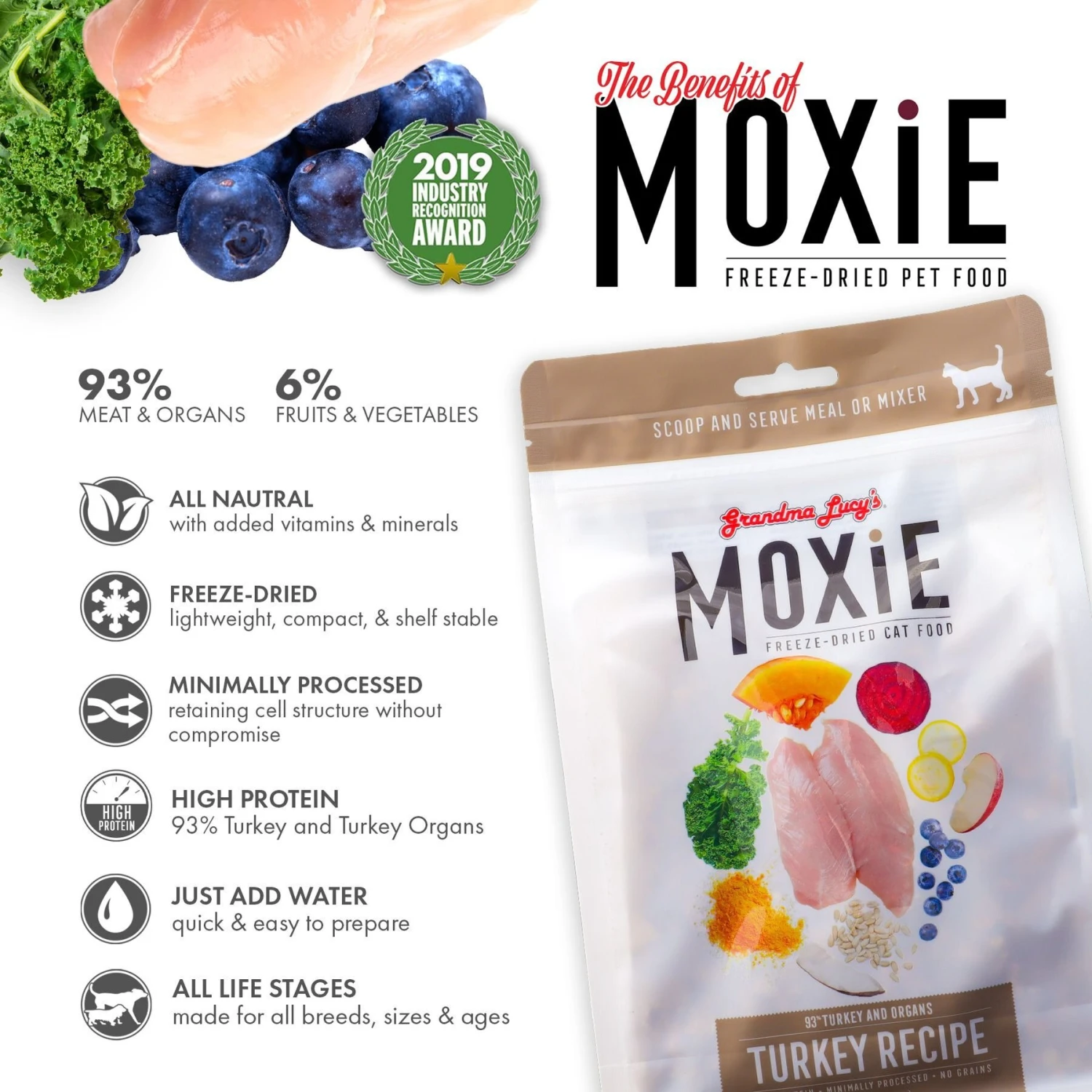 Grandma Lucy's Moxie Turkey Recipe Freeze-Dried Cat Food, 8-oz Bag 5 Grandma Lucy's Moxie Turkey Recipe Freeze-Dried Cat Food, 8-oz Bag - Image 3