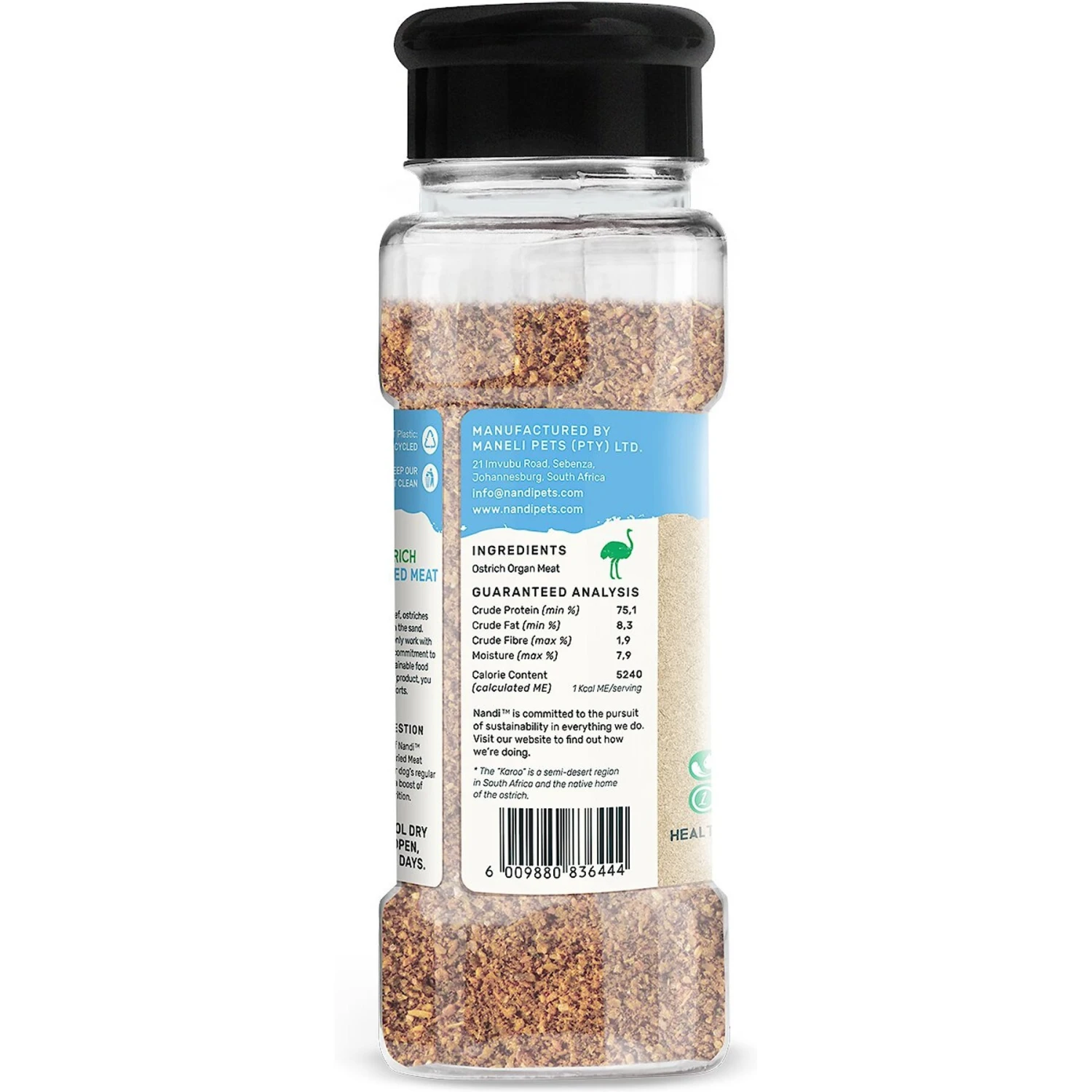 Nandi Karoo Ostrich Meat Sprinkles Freeze-Dried Dog Food Topper, 2-oz Bottle 4 Nandi Karoo Ostrich Meat Sprinkles Freeze-Dried Dog Food Topper, 2-oz Bottle - Image 2