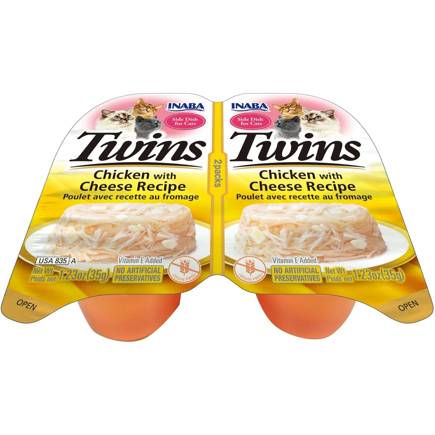 Inaba Twins Chicken With Cheese Recipe Grain-Free Cat Food Topper, 1.23-oz, Pack Of 2 3 Inaba Twins Chicken With Cheese Recipe Grain-Free Cat Food Topper, 1.23-oz, Pack Of 2