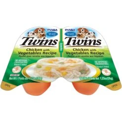 Inaba Twins Chicken With Vegetables Recipe Grain-Free Dog Food Topper, 1.23-oz, Pack Of 2