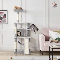 Yaheetech 60.5-in Plush Cat Tree & Condo