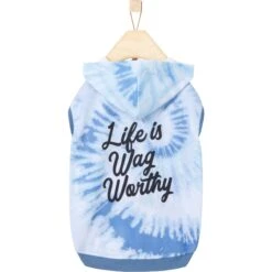 Frisco Life Is Wag Worthy Tiedye Print Dog & Cat Hoodie -Blue Buffalo Shop 249094 PT3. AC SS1800 V1614658652