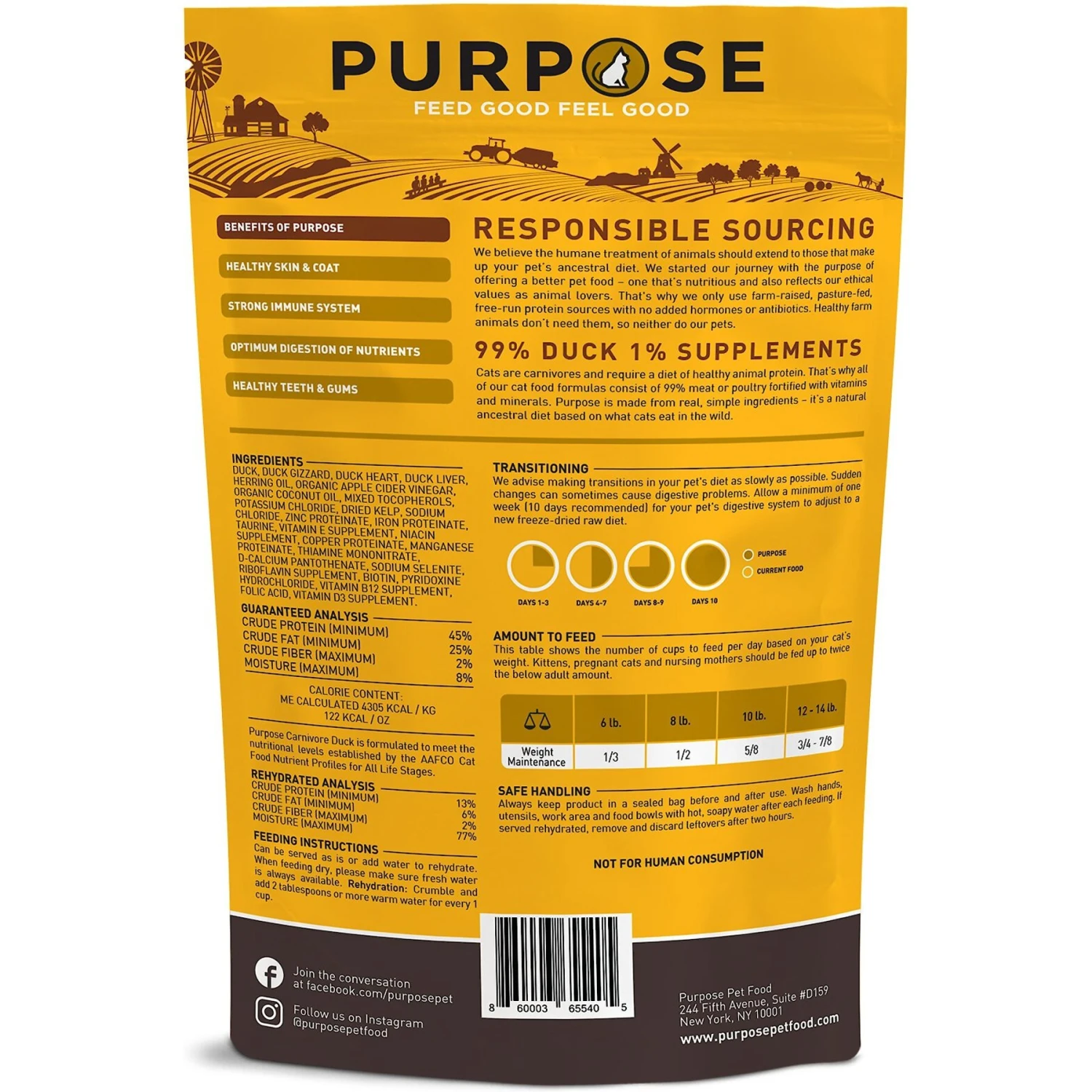 Purpose Carnivore Duck Freeze-Dried Grain-Free Raw Cat Food 4 Purpose Carnivore Duck Freeze-Dried Grain-Free Raw Cat Food - Image 2