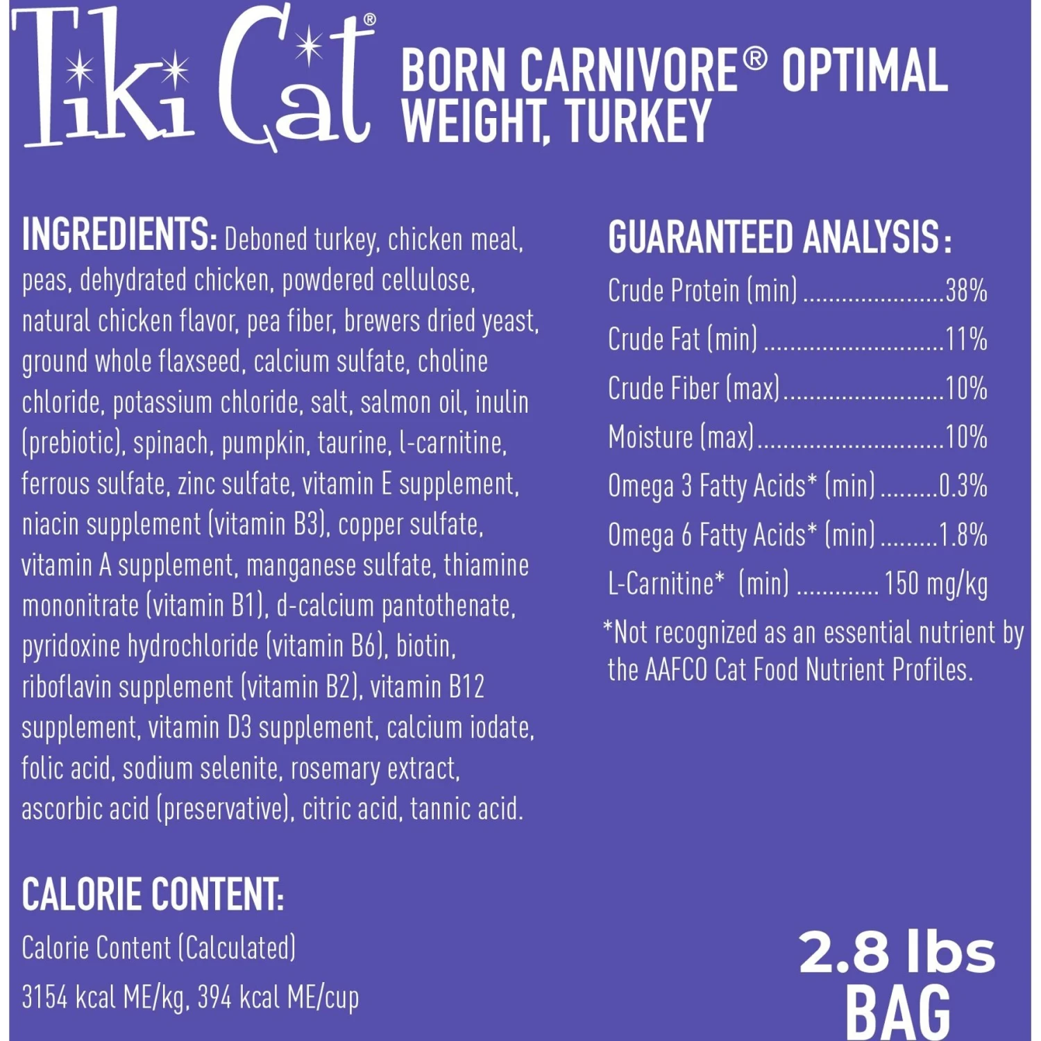 Tiki Cat Born Carnivore Light Turkey Recipe Adult Dry Cat Food, 2.8-lb Bag 4 Tiki Cat Born Carnivore Light Turkey Recipe Adult Dry Cat Food, 2.8-lb Bag - Image 2