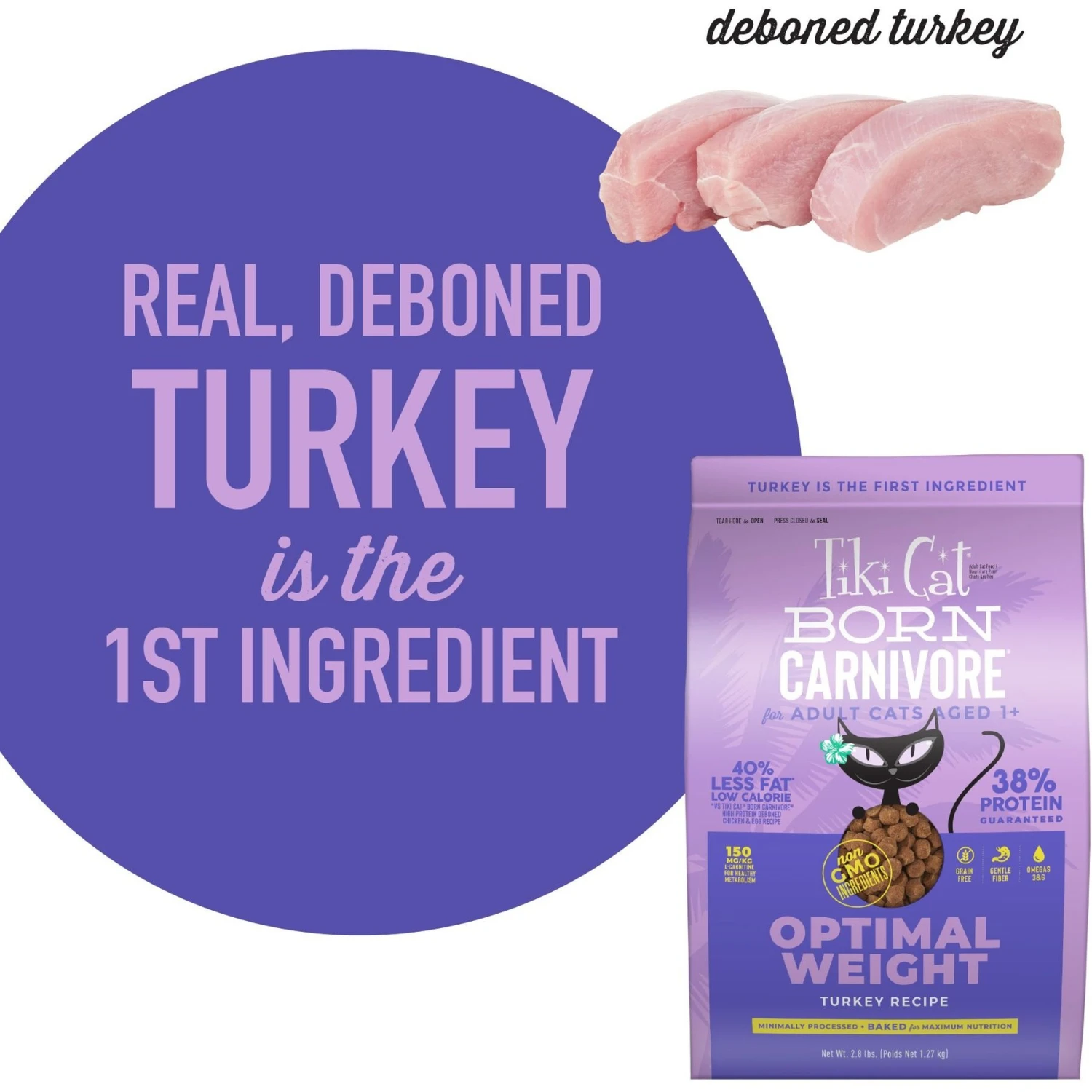 Tiki Cat Born Carnivore Light Turkey Recipe Adult Dry Cat Food, 2.8-lb Bag 6 Tiki Cat Born Carnivore Light Turkey Recipe Adult Dry Cat Food, 2.8-lb Bag - Image 4