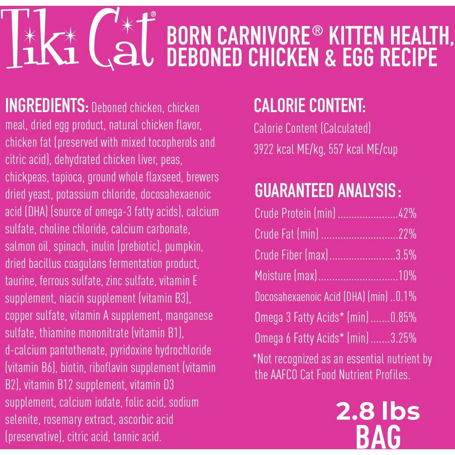 Tiki Cat Born Carnivore Deboned Chicken & Egg Recipe Dry Kitten Food, 2.8-lb Bag 4 Tiki Cat Born Carnivore Deboned Chicken & Egg Recipe Dry Kitten Food, 2.8-lb Bag - Image 2