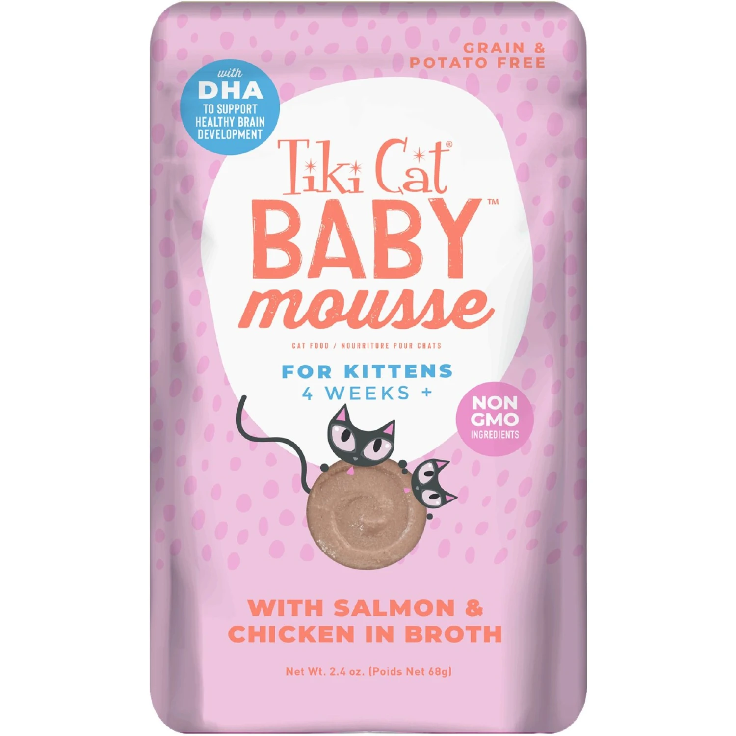 Tiki Cat Luau Velvet Mousse Salmon & Chicken In Broth Wet Kitten Food, 2.4-oz, Case Of 12 3 Tiki Cat Luau Velvet Mousse Salmon & Chicken In Broth Wet Kitten Food, 2.4-oz, Case Of 12
