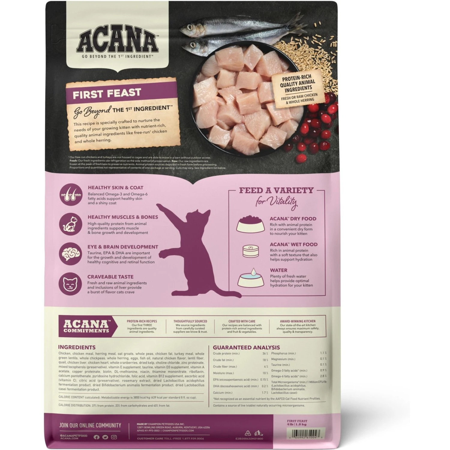 ACANA First Feast High-Protein Kitten Dry Cat Food, 4-lb Bag 4 ACANA First Feast High-Protein Kitten Dry Cat Food, 4-lb Bag - Image 2