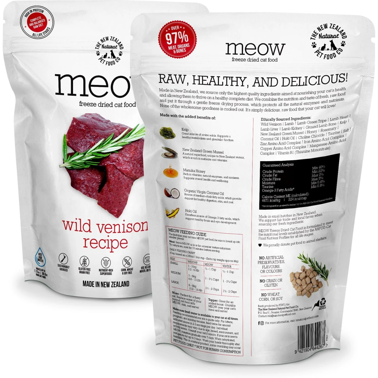 The New Zealand Natural Pet Food Co. Meow Wild Venison Grain-Free Freeze-Dried Cat Food, 9-oz Bag 4 The New Zealand Natural Pet Food Co. Meow Wild Venison Grain-Free Freeze-Dried Cat Food, 9-oz Bag - Image 2