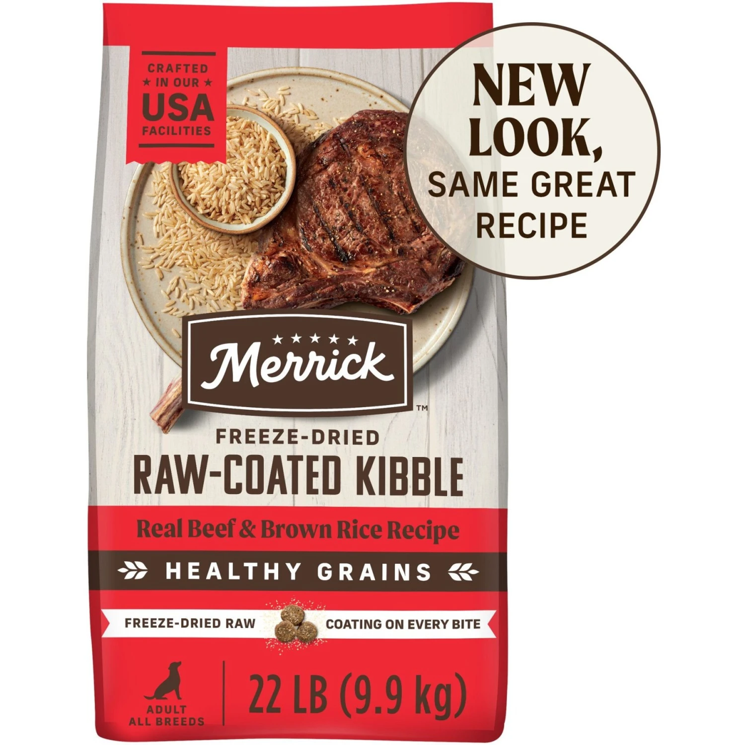Merrick Healthy Grains Raw-Coated Kibble Real Beef + Brown Rice Recipe Freeze-Dried Dry Dog Food 3 Merrick Healthy Grains Raw-Coated Kibble Real Beef + Brown Rice Recipe Freeze-Dried Dry Dog Food