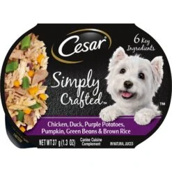 Cesar Simply Crafted Chicken, Duck, Purple Potatoes, Pumpkin, Green Beans & Brown Rice Adult Wet Dog Food Meal Topper