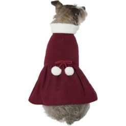 Frisco Mediumweight Pom Pom Bow Dog & Cat Peacoat Dress, Red -Blue Buffalo Shop 268200 PT2. AC SS1800 V1628797391
