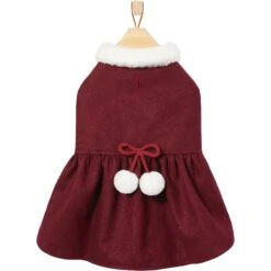 Frisco Mediumweight Pom Pom Bow Dog & Cat Peacoat Dress, Red -Blue Buffalo Shop 268200 PT4. AC SS1800 V1628825859