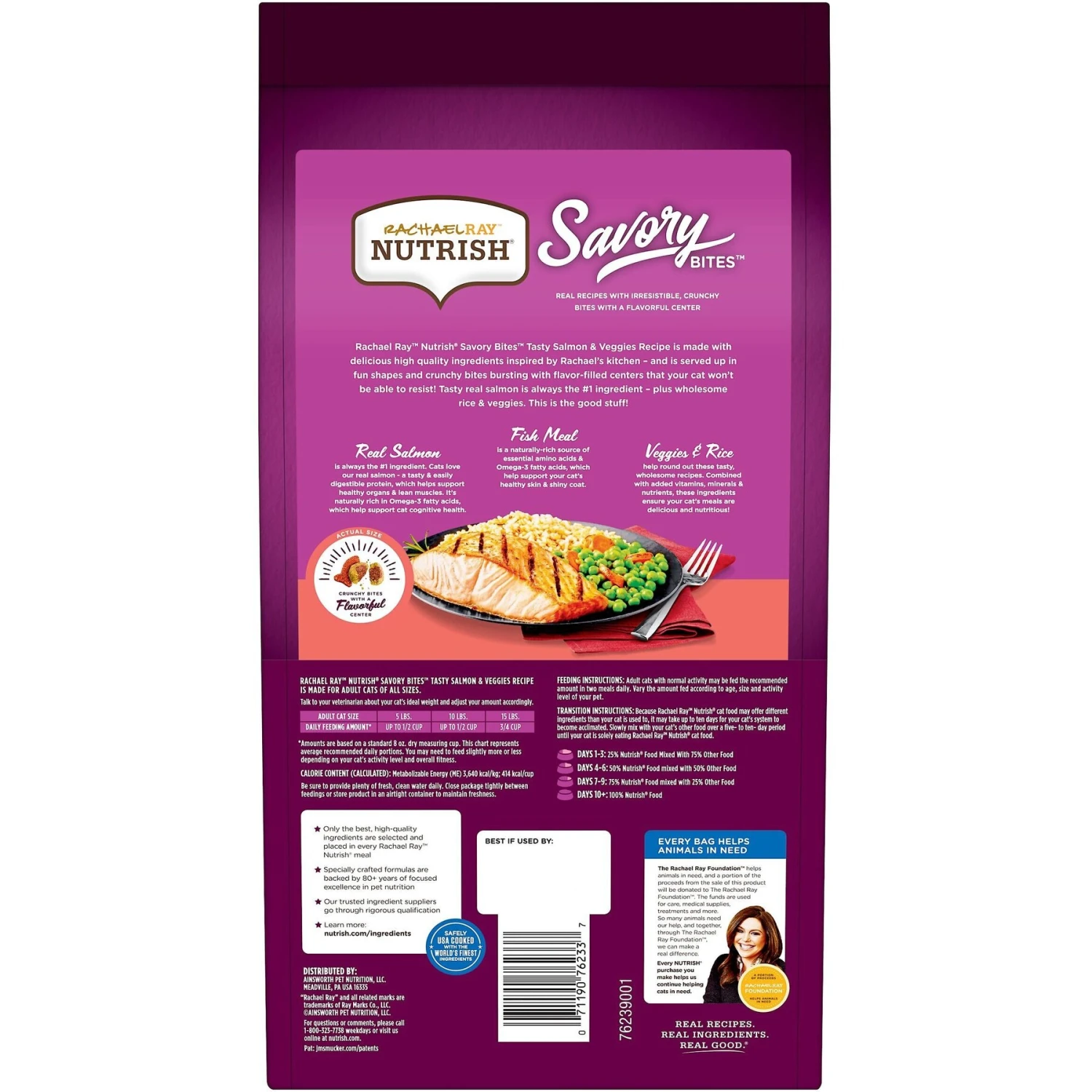 Rachael Ray Nutrish Savory Bites Tasty Salmon & Veggies Recipe Dry Cat Food, 5-lb Bag 4 Rachael Ray Nutrish Savory Bites Tasty Salmon & Veggies Recipe Dry Cat Food, 5-lb Bag - Image 2