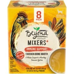 Purina Beyond Mixers+ Immune Support Chicken Bone Broth Natural Wet Cat Food, 1.55-oz Pouch, Case Of 8