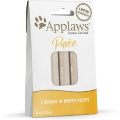 Applaws Purée Chicken Grain-Free Lickable Cat Treats, 8 Count, 0.25oz Pouch, Case Of 10