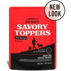 American Journey Savory Toppers Beef Recipe In Gravy Grain-Free Dog Food Topper, 3-oz Pouches, Case Of 24