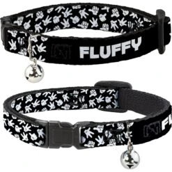 Buckle-Down Disney Mickey Mouse Hand Gestures Personalized Breakaway Cat Collar With Bell