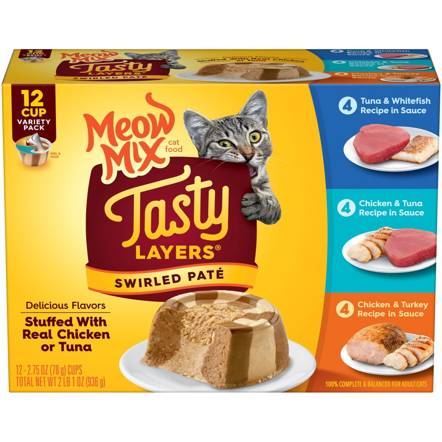 Meow Mix Tasty Layers Variety Pack Swirled Paté Cat Food, 2.75-oz Can, Case Of 12 3 Meow Mix Tasty Layers Variety Pack Swirled Paté Cat Food, 2.75-oz Can, Case Of 12