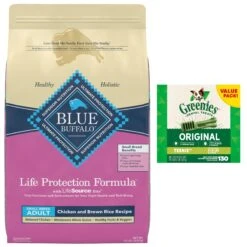 Blue Buffalo Life Protection Formula Small Breed Adult Chicken & Brown Rice Recipe Dry Dog Food & Greenies Teenie Dental Dog Treats