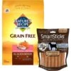Nature's Recipe Grain-Free Salmon, Sweet Potato & Pumpkin Recipe Dry Dog Food & SmartBones SmartSticks Peanut Butter Dog Treats -Blue Buffalo Shop 293386 MAIN. AC SS1800 V1619979729