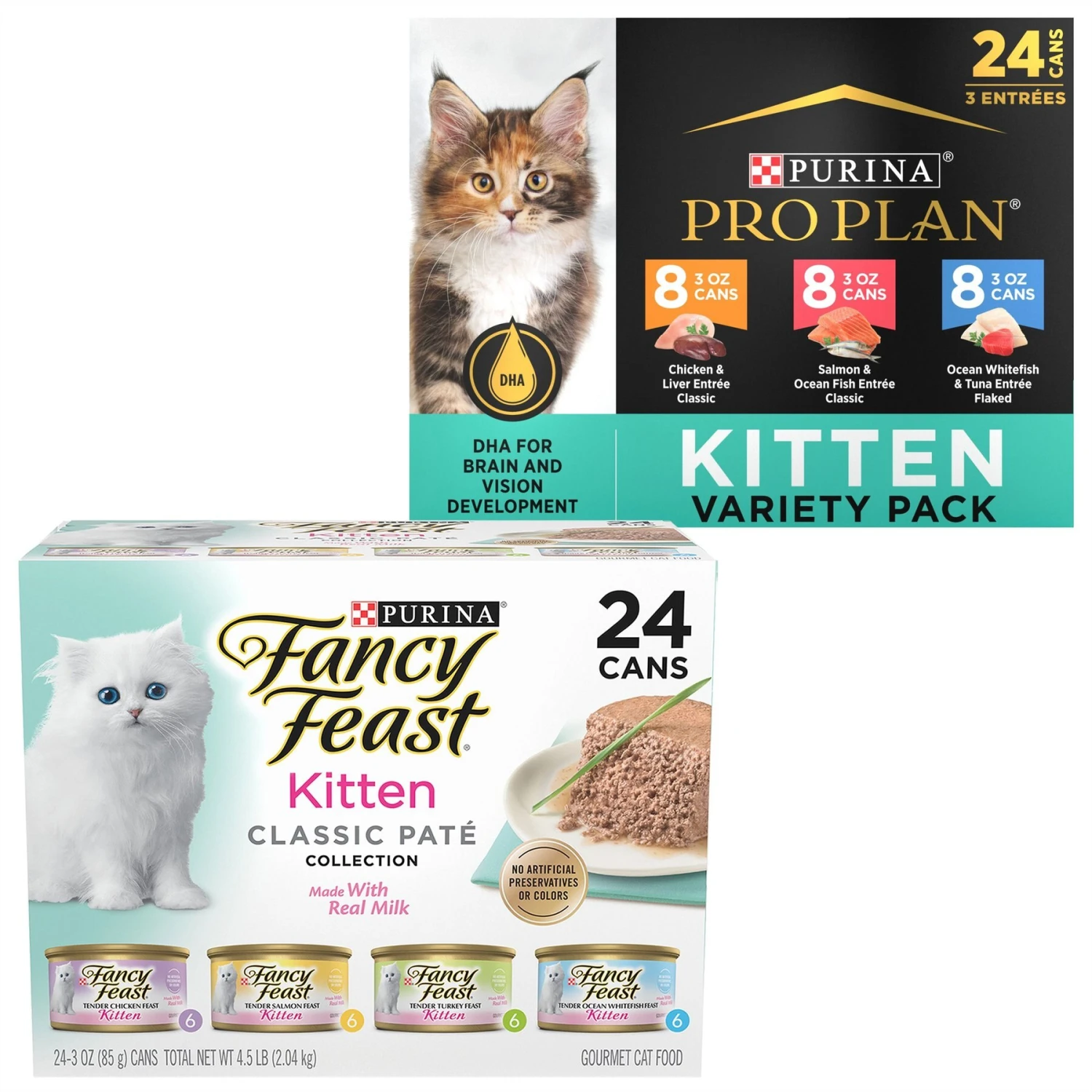 Purina Pro Plan Focus Kitten Favorites Variety Pack Canned Cat Food & Fancy Feast Tender Feast Variety Pack Canned Kitten Food 3 Purina Pro Plan Focus Kitten Favorites Variety Pack Canned Cat Food & Fancy Feast Tender Feast Variety Pack Canned Kitten Food
