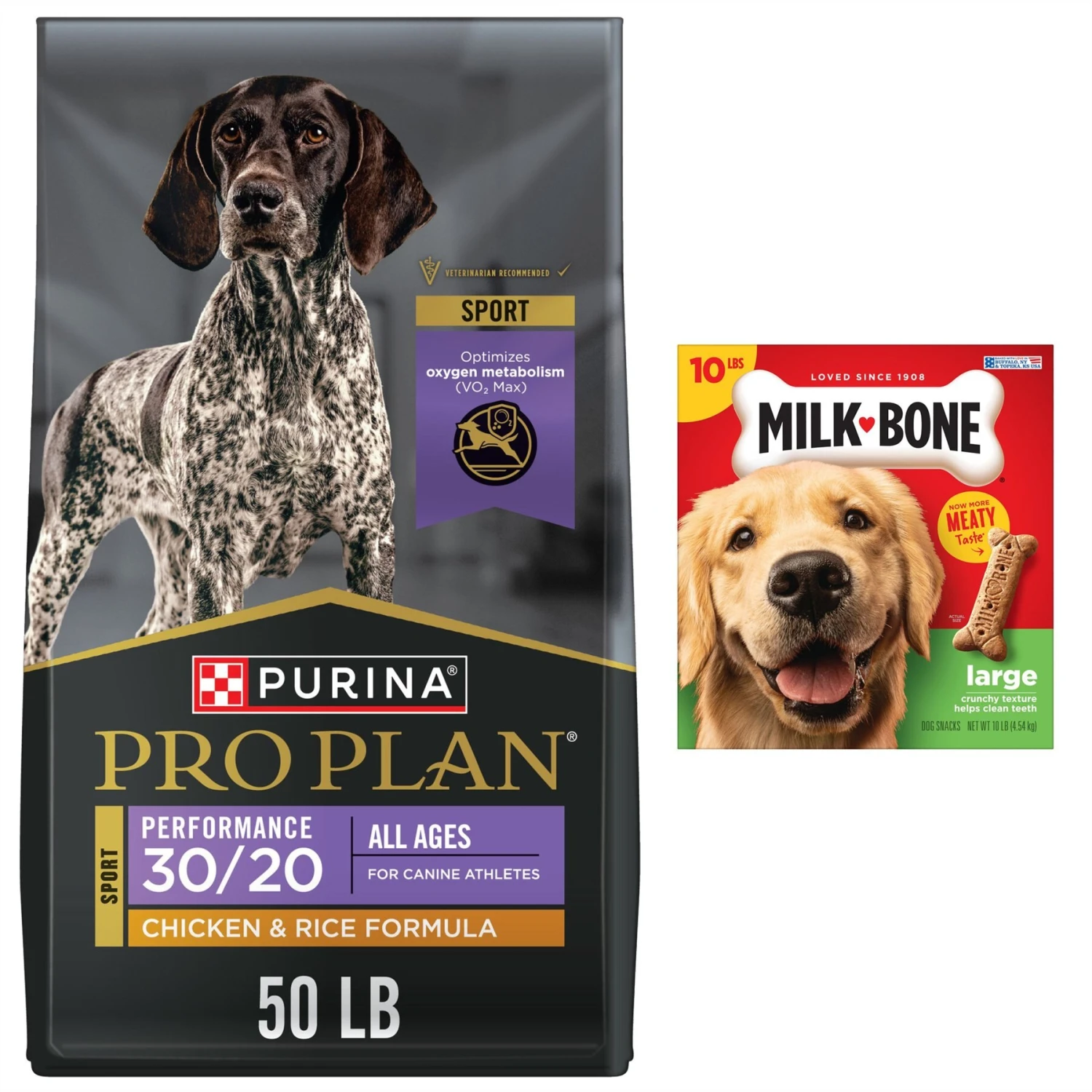 Purina Pro Plan Sport Performance All Life Stages High-Protein 30/20 Chicken & Rice Formula Dry Dog Food & Milk-Bone Original Large Biscuit Dog Treats 3 Purina Pro Plan Sport Performance All Life Stages High-Protein 30/20 Chicken & Rice Formula Dry Dog Food & Milk-Bone Original Large Biscuit Dog Treats