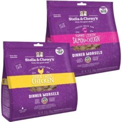 Stella & Chewy's Chick Chick Chicken Dinner Morsels Freeze-Dried Raw Cat Food & Stella & Chewy's Yummy Lickin' Salmon & Chicken Dinner Morsels Freeze-Dried Raw Cat Food