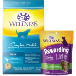 Wellness Complete Health Adult Whitefish & Sweet Potato Recipe Dry Dog Food & Wellness The Rewarding Life Lamb & Salmon Soft & Chewy Natural Dog Treats