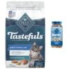 Blue Buffalo Tastefuls Chicken Indoor Natural Adult Dry Cat Food & Blue Buffalo Bursts With Paw-Licken Chicken Cat Treats