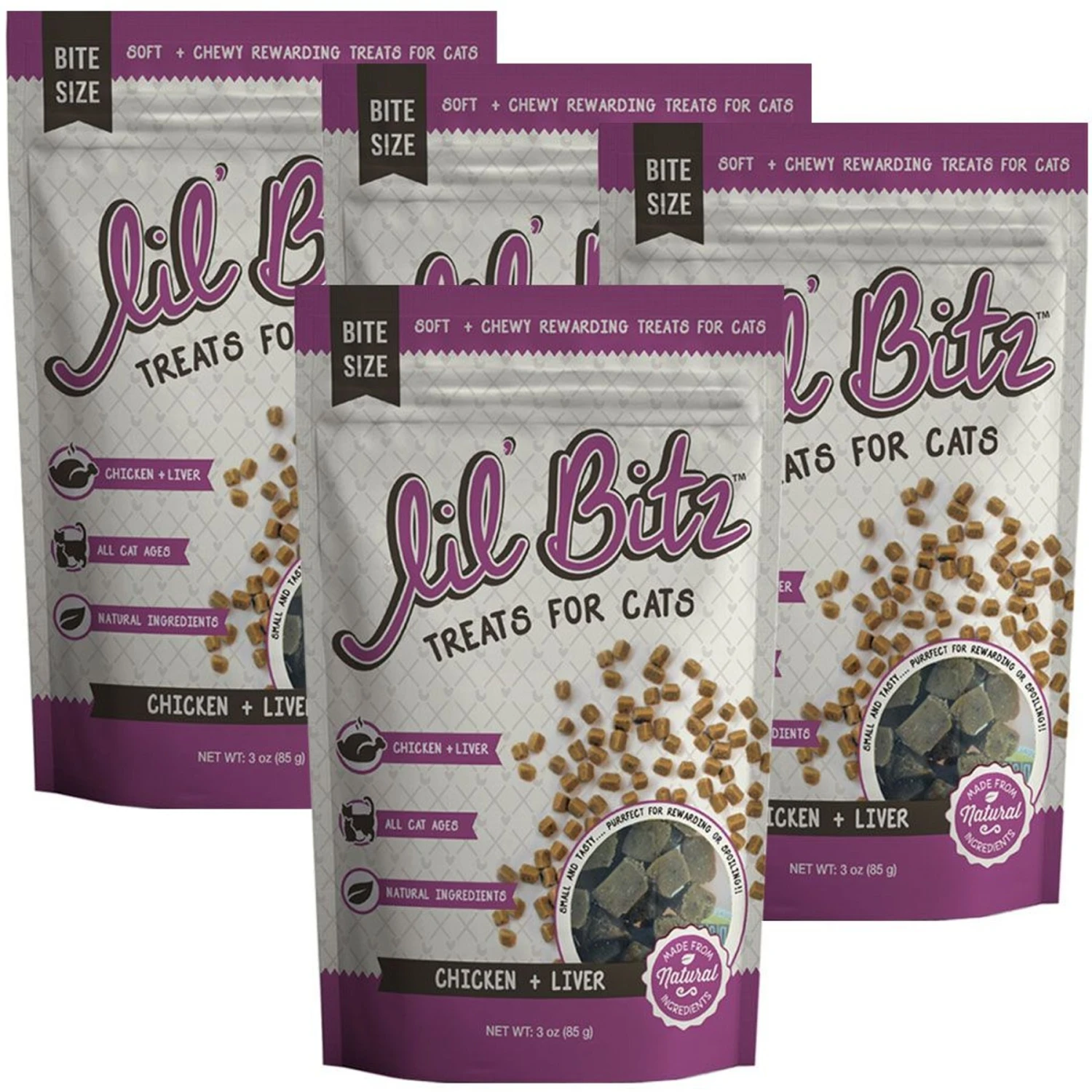 Lil' Bitz Chicken & Liver Cat Treats 3 Lil' Bitz Chicken & Liver Cat Treats