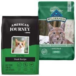 American Journey Duck Recipe Grain-Free Dry Cat Food & Blue Buffalo Wilderness Duck Recipe Grain-Free Dry Cat Food
