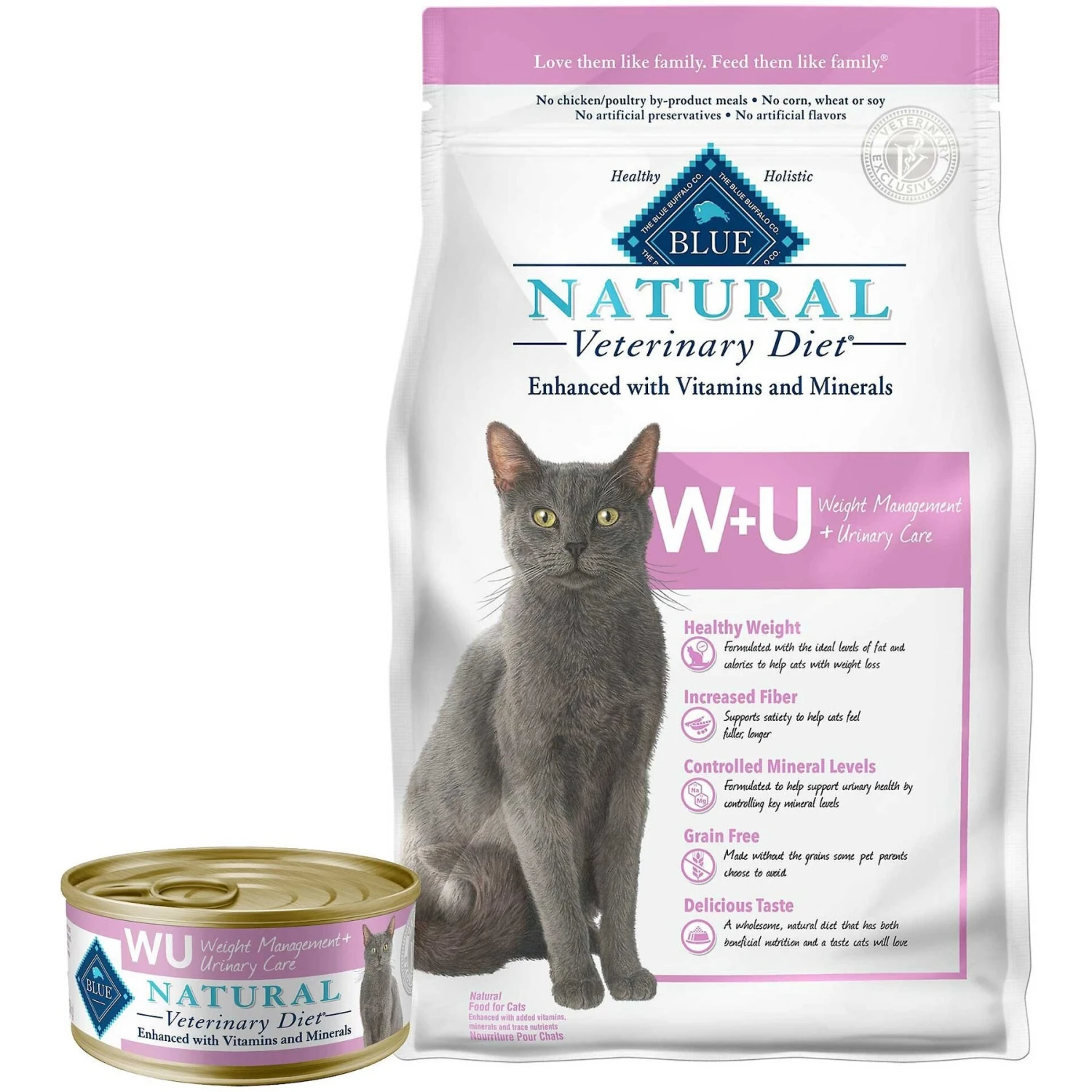 Blue Buffalo Natural Veterinary Diet W+U Weight Management + Urinary Care Grain-Free Wet Cat Food & Blue Buffalo Natural Veterinary Diet W+U Weight Management + Urinary Care Grain-Free Dry Cat Food 3 Blue Buffalo Natural Veterinary Diet W+U Weight Management + Urinary Care Grain-Free Wet Cat Food & Blue Buffalo Natural Veterinary Diet W+U Weight Management + Urinary Care Grain-Free Dry Cat Food