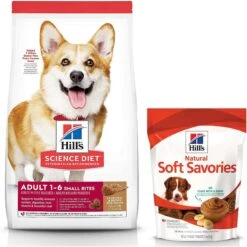 Hill's Science Diet Adult Small Bites Lamb Meal & Brown Rice Recipe Dry Dog Food & Hill's Natural Soft Savories With Peanut Butter & Banana Dog Treats