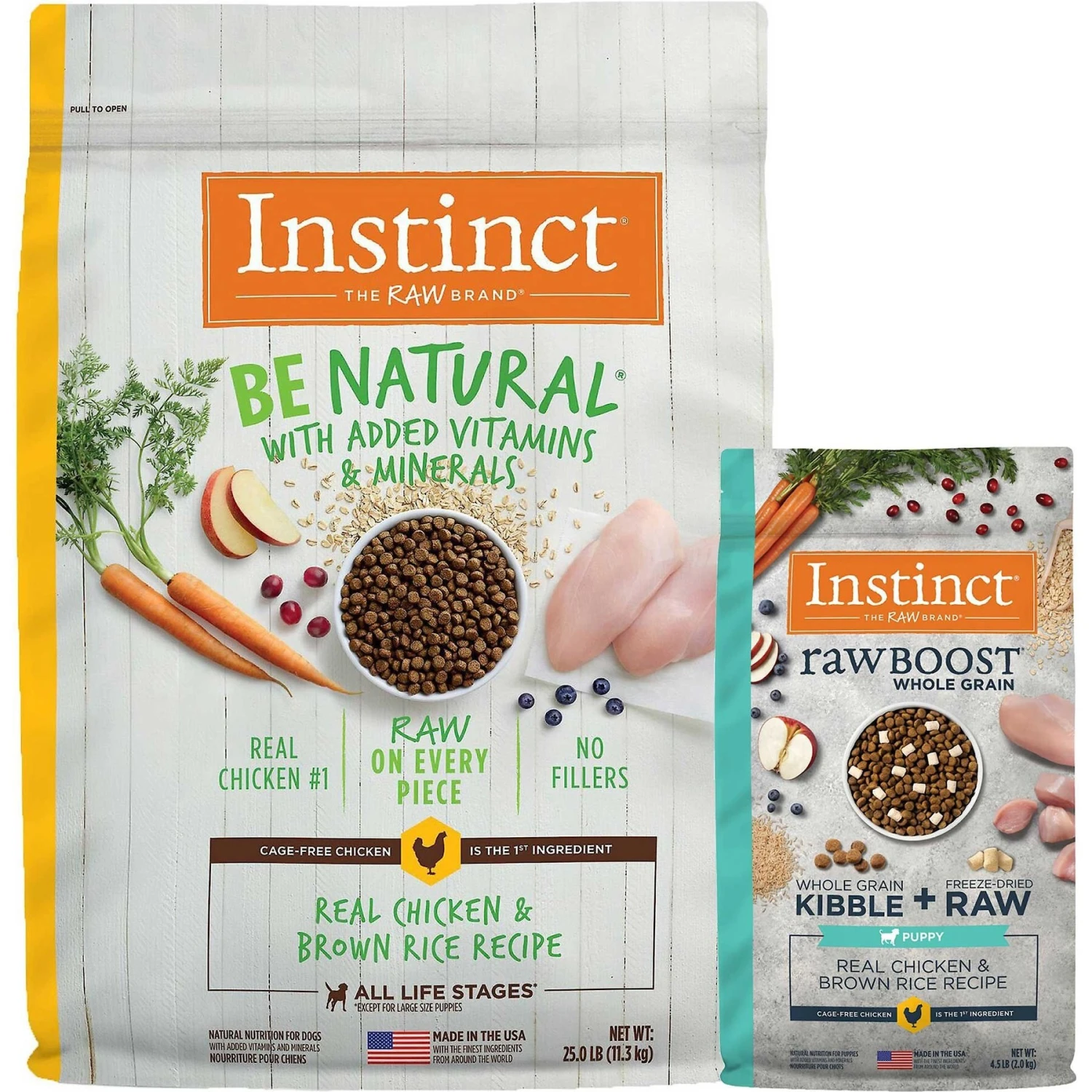 Instinct Be Natural Real Chicken & Brown Rice Recipe Freeze-Dried Raw Coated Dry Dog Food & Instinct Raw Boost Puppy Whole Grain Real Chicken & Brown Rice Recipe Freeze-Dried Raw Coated Dry Dog Food 3 Instinct Be Natural Real Chicken & Brown Rice Recipe Freeze-Dried Raw Coated Dry Dog Food & Instinct Raw Boost Puppy Whole Grain Real Chicken & Brown Rice Recipe Freeze-Dried Raw Coated Dry Dog Food
