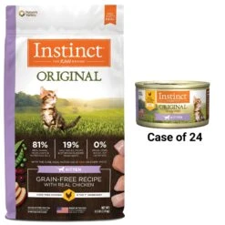 Instinct Kitten Grain-Free Pate Real Chicken Recipe Natural Wet Canned Cat Food & Instinct Original Kitten Grain-Free Recipe With Real Chicken Freeze-Dried Raw Coated Dry Cat Food