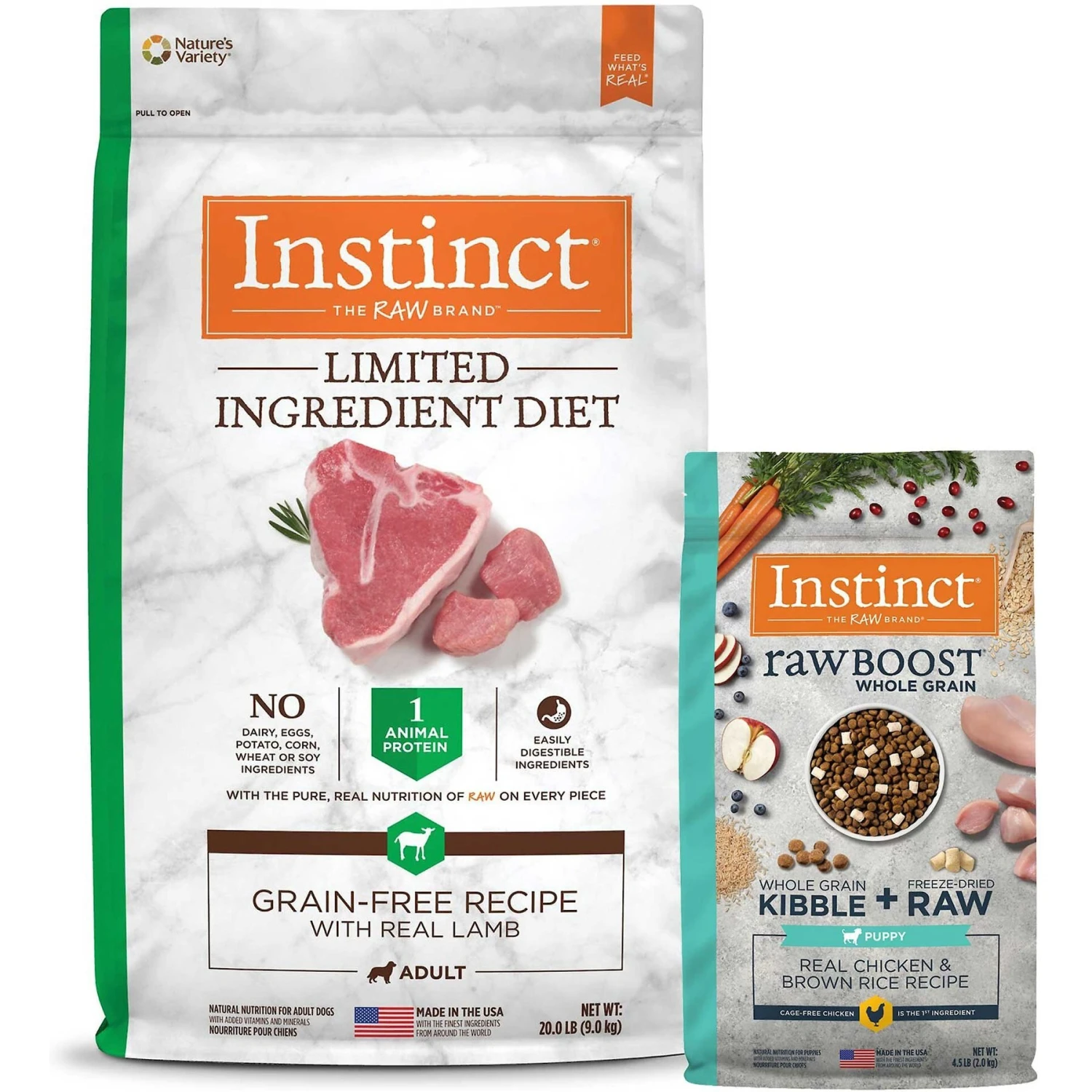 Instinct Limited Ingredient Diet Grain-Free Recipe With Real Lamb Freeze-Dried Raw Coated Dry Dog Food & Instinct Raw Boost Puppy Whole Grain Real Chicken & Brown Rice Recipe Freeze-Dried Raw Coated Dry Dog Food 3 Instinct Limited Ingredient Diet Grain-Free Recipe With Real Lamb Freeze-Dried Raw Coated Dry Dog Food & Instinct Raw Boost Puppy Whole Grain Real Chicken & Brown Rice Recipe Freeze-Dried Raw Coated Dry Dog Food