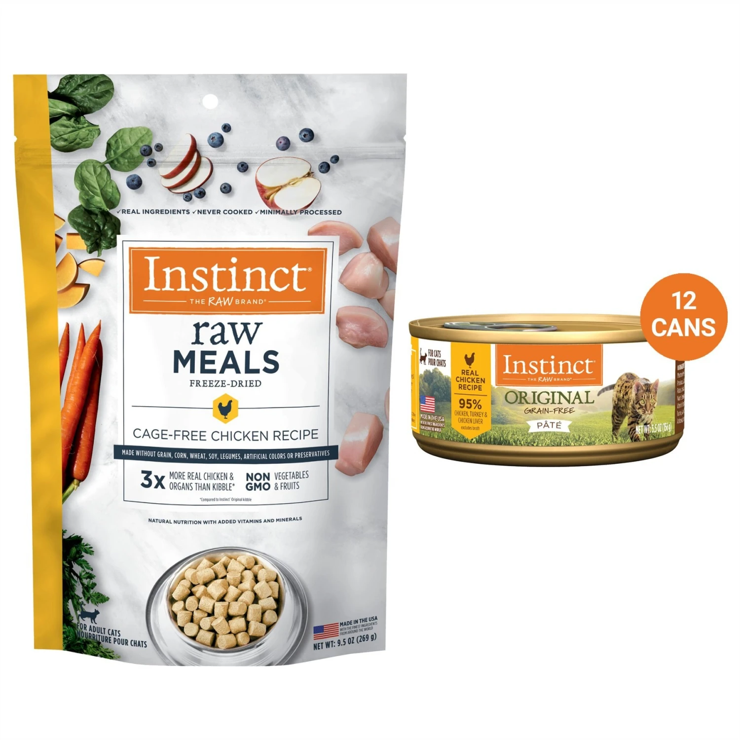 Instinct Original Grain-Free Pate Real Chicken Recipe Wet Canned Cat Food & Instinct Freeze-Dried Raw Meals Grain-Free Cage-Free Chicken Recipe Cat Food 3 Instinct Original Grain-Free Pate Real Chicken Recipe Wet Canned Cat Food & Instinct Freeze-Dried Raw Meals Grain-Free Cage-Free Chicken Recipe Cat Food