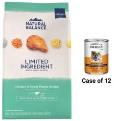 Natural Balance Limited Ingredient Grain-Free Chicken & Sweet Potato Recipe Dry Dog Food & American Journey Limited Ingredient Diet Chicken & Sweet Potato Recipe Grain-Free Canned Dog Food