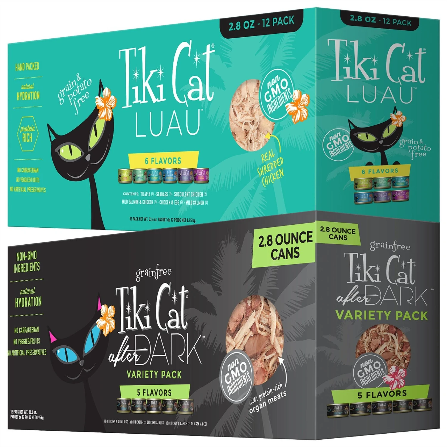 Tiki Cat Luau Variety Pack Grain-Free Canned Cat Food & Tiki Cat After Dark Variety Pack Canned Cat Food 3 Tiki Cat Luau Variety Pack Grain-Free Canned Cat Food & Tiki Cat After Dark Variety Pack Canned Cat Food