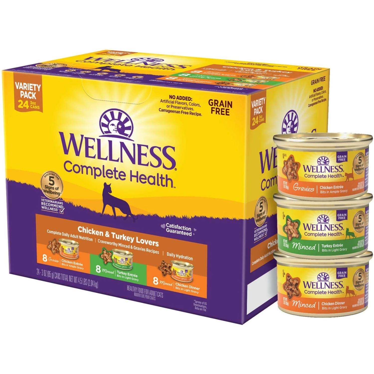 Wellness Chicken & Turkey Lovers Canned Cat Food, 3-oz, Case Of 24 & Wellness CORE Signature Selects Shredded Boneless Chicken & Chicken Liver Entree In Sauce Grain-Free Natural Canned Cat Food 8 Wellness Chicken & Turkey Lovers Canned Cat Food, 3-oz, Case Of 24 & Wellness CORE Signature Selects Shredded Boneless Chicken & Chicken Liver Entree In Sauce Grain-Free Natural Canned Cat Food - Image 6