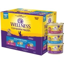 Wellness Seafood Pate Favorites Canned Cat Food, 3-oz, Case Of 24 & Wellness CORE Signature Selects Flaked Skipjack Tuna & Wild Salmon Entree In Broth Grain-Free Canned Cat Food -Blue Buffalo Shop 298732 PT5. AC SS1800 V1621983767