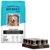 American Journey Protein & Grains Senior Salmon, Brown Rice & Vegetables Recipe Dry Dog Food, 28-lb Bag & American Journey Poultry & Beef Variety Pack Grain-Free Canned Dog Food -Blue Buffalo Shop 302238 MAIN. AC SS1800 V1694612911