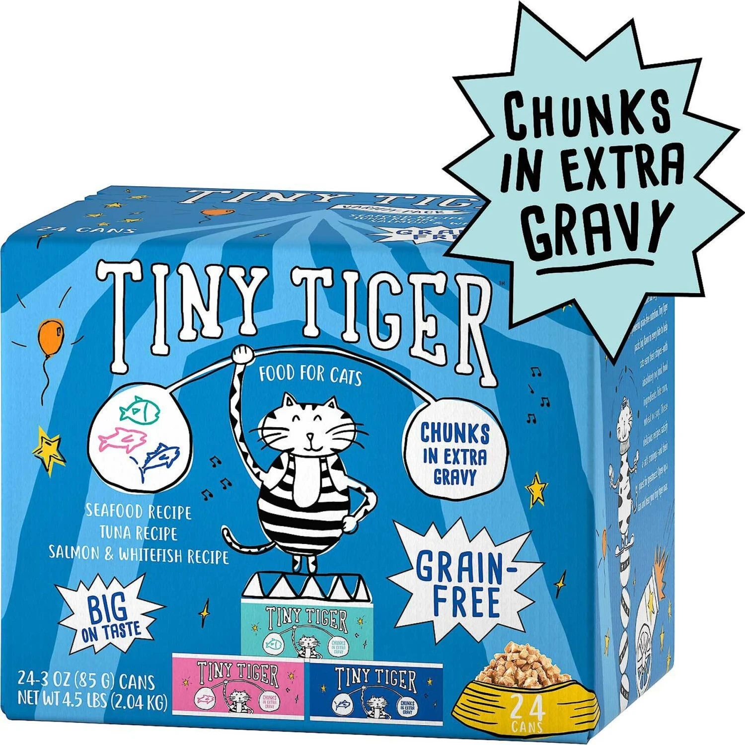 Tiny Tiger Chunks In EXTRA Gravy Seafood Recipes Variety Pack Grain-Free Canned Cat Food & Tiny Tiger Tuna Tidbits Flavor Filled Cat Treats 4 Tiny Tiger Chunks In EXTRA Gravy Seafood Recipes Variety Pack Grain-Free Canned Cat Food & Tiny Tiger Tuna Tidbits Flavor Filled Cat Treats - Image 2