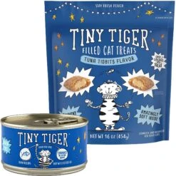 Tiny Tiger Chunks In EXTRA Gravy Tuna Recipe Grain-Free Canned Cat Food & Tiny Tiger Tuna Tidbits Flavor Filled Cat Treats