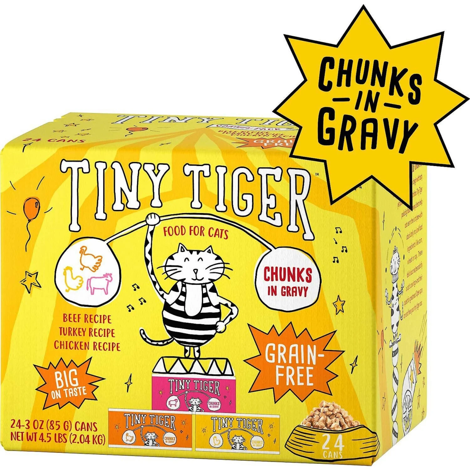 Tiny Tiger Chunks In Gravy Beef & Poultry Recipes Variety Pack Grain-Free Canned Cat Food & Tiny Tiger Chicken Chompers Flavor Filled Cat Treats 4 Tiny Tiger Chunks In Gravy Beef & Poultry Recipes Variety Pack Grain-Free Canned Cat Food & Tiny Tiger Chicken Chompers Flavor Filled Cat Treats - Image 2