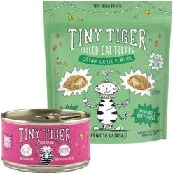 Tiny Tiger Pate Beef Recipe Grain-Free Canned Cat Food & Tiny Tiger Catnip Craze Flavor Filled Cat Treats