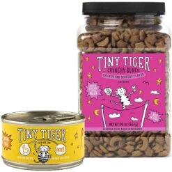 Tiny Tiger Pate Chicken Recipe Grain-Free Canned Cat Food & Tiny Tiger Crunchy Bunch, Fearless Feathers & Gracious Gills, Chicken & Seafood Flavor Cat Treats