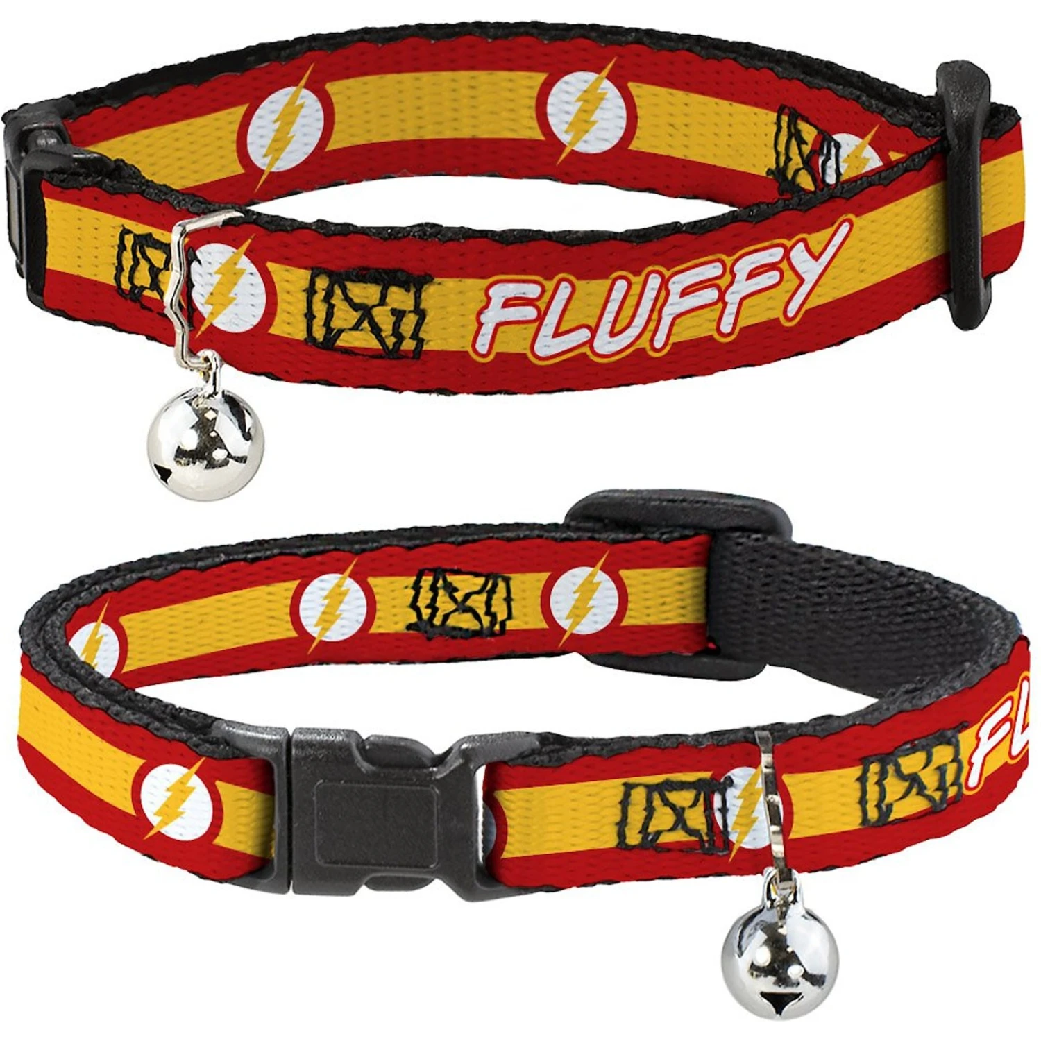 Buckle-Down DC Comics Flash Logo/Stripe Personalized Breakaway Cat Collar With Bell 3 Buckle-Down DC Comics Flash Logo/Stripe Personalized Breakaway Cat Collar With Bell